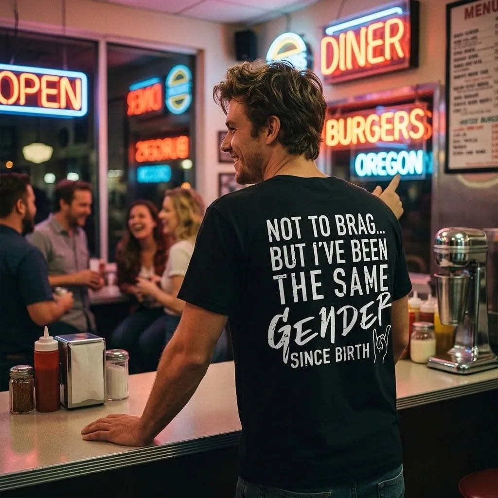 Not To Brag But I've Been The Same Gender Since Birth Tee Retro Funny Shirt Gift for Her Gift for Him