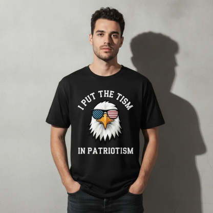 Put The Tism In Patriotism Athletic Eagle T-Shirt Funny Summer Trendy Streetwear