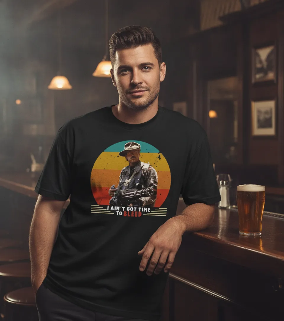 The Retro Sunset No Time To Bleed Action Movie Tee