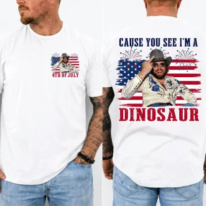 Country Dinosaur Patriotic July 4th Tee Country Music Vintage Style Shirt