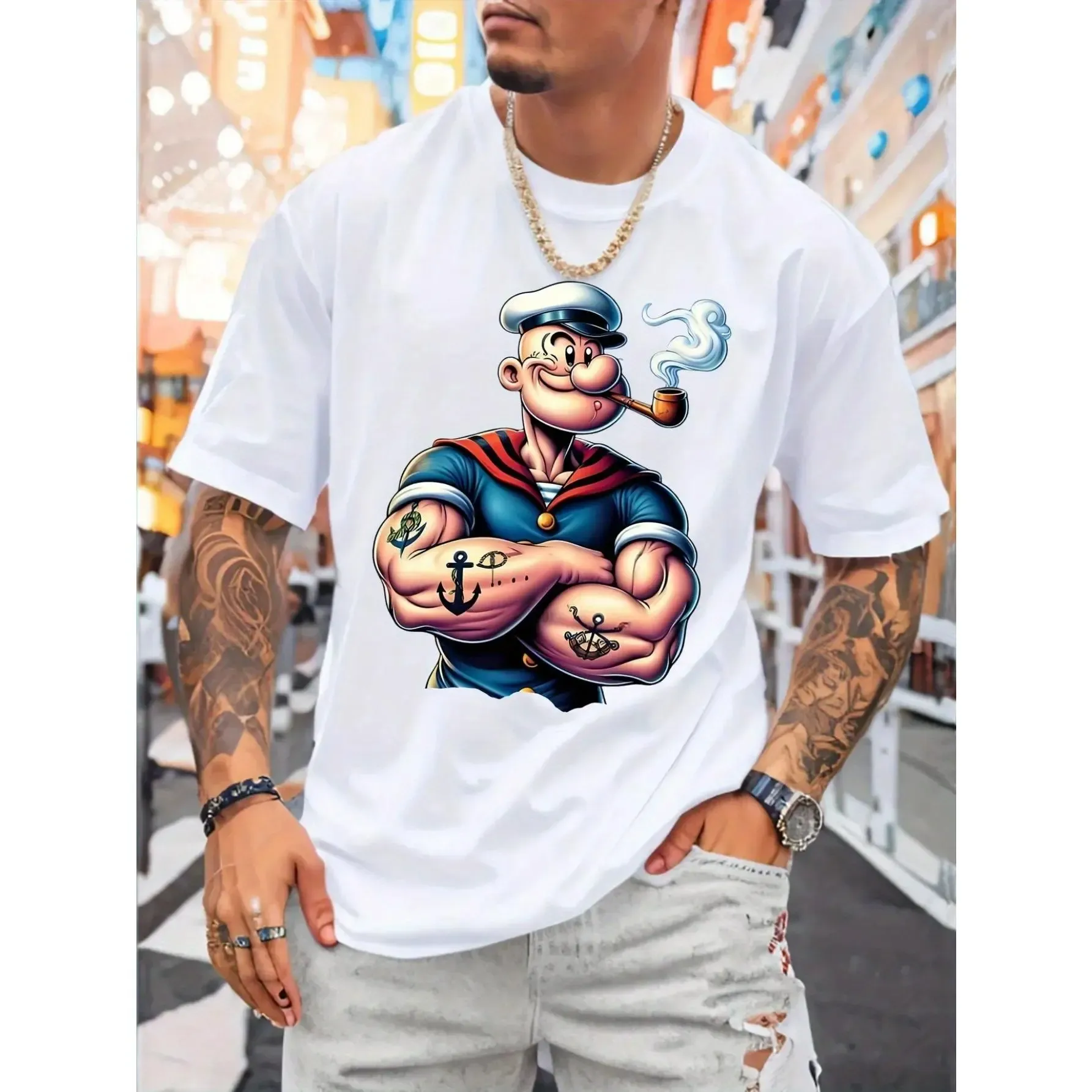 Bold Nautical Design with Pirate Ship & Treasure Chest Print Tee