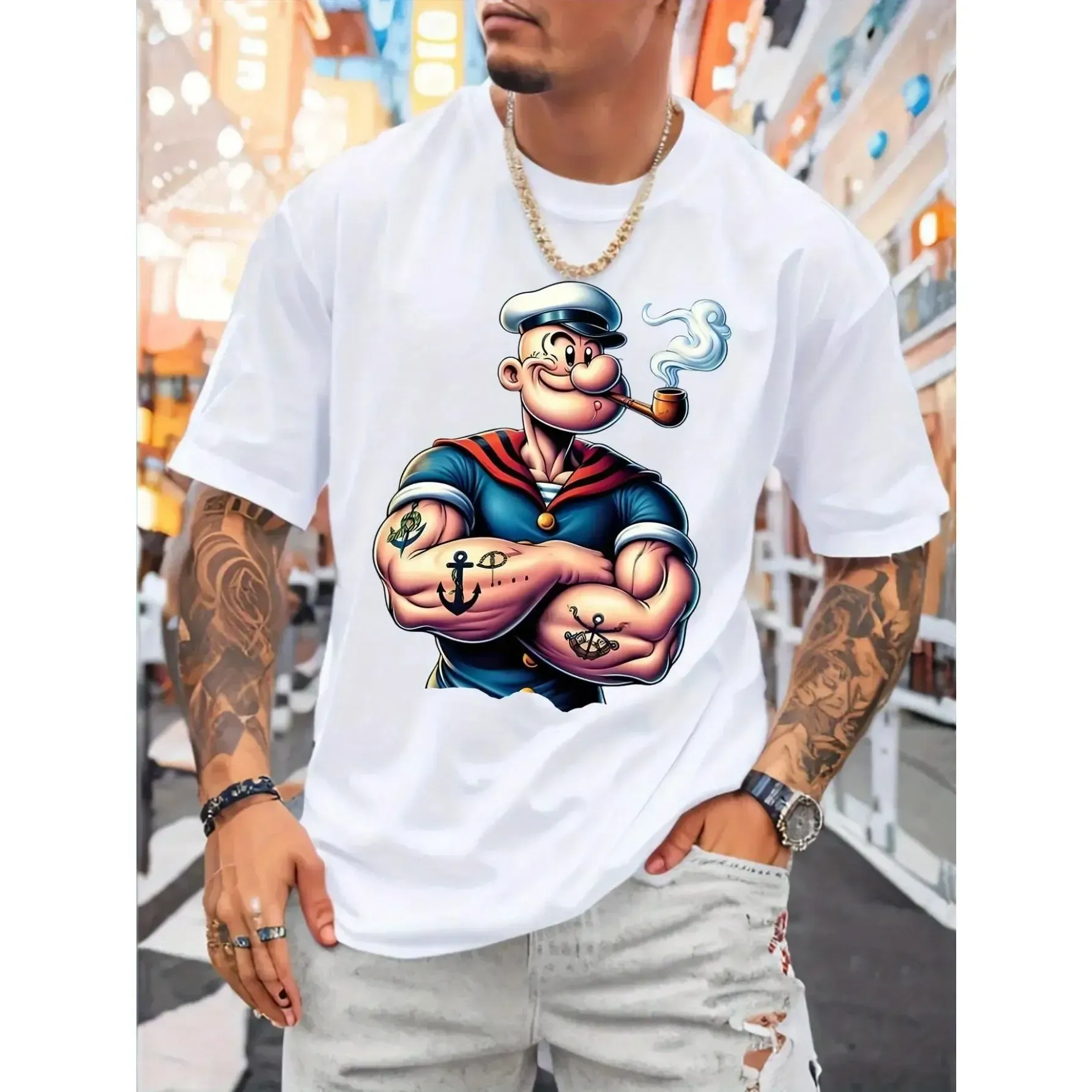 Bold Nautical Design with Pirate Ship & Treasure Chest Print Tee