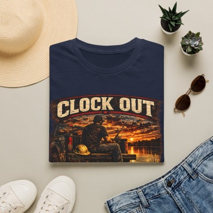 Clock Out Cast Out Christian Fishing Graphic Tee