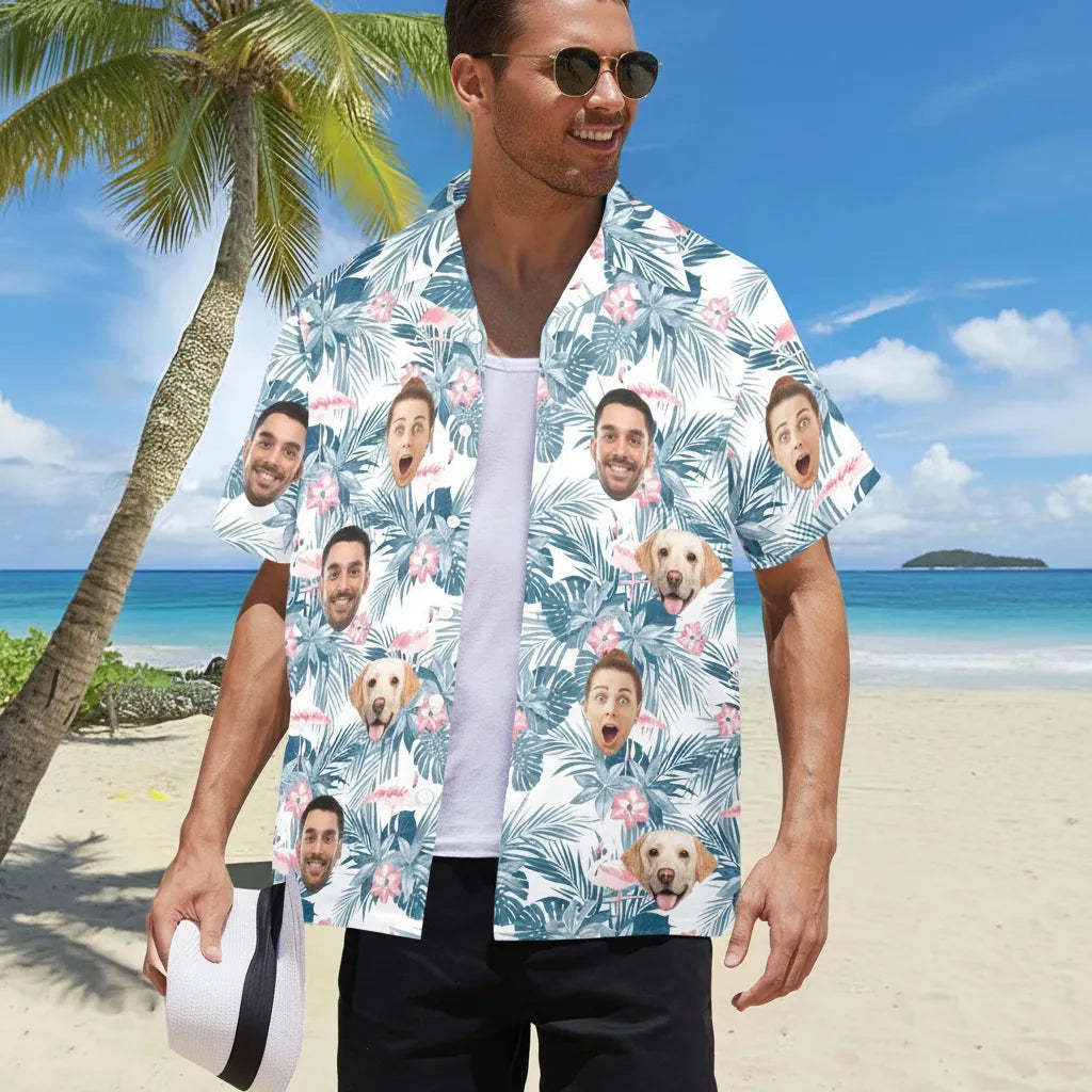 Personalized Face Hawaiian Shirt Beach Party Vocation Shirt Father's Day Gift