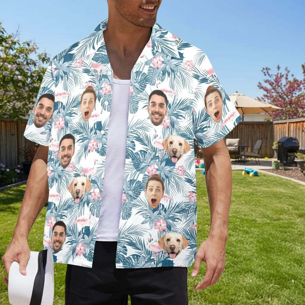 Personalized Face Hawaiian Shirt Beach Party Vocation Shirt Father's Day Gift