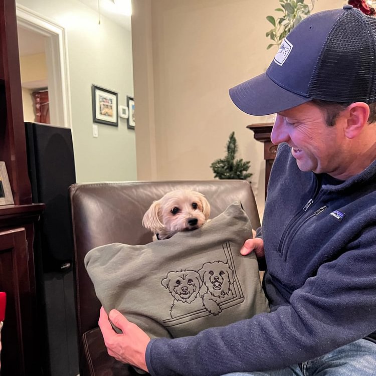 Custom Embroidered Line Art Pet Sweatshirt for Pet Lover