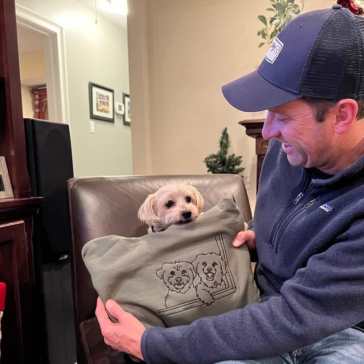 Custom Embroidered Line Art Pet Sweatshirt for Pet Lover