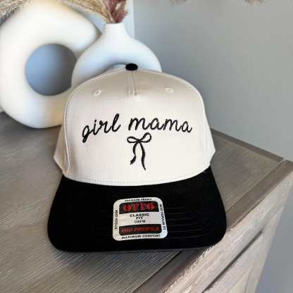 Personalized Embroidered Bow Mama Hat