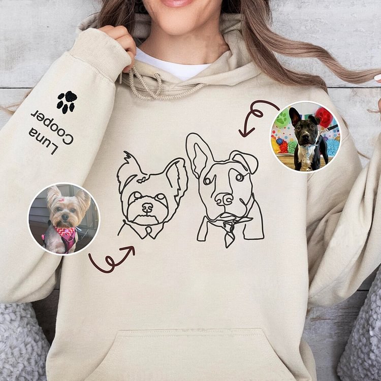 Custom Embroidered Line Art Pet Sweatshirt