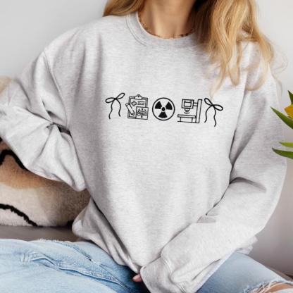 Embroidered Medical Lab Science Sweatshirt Minimalist Nurse Icon Hoodie