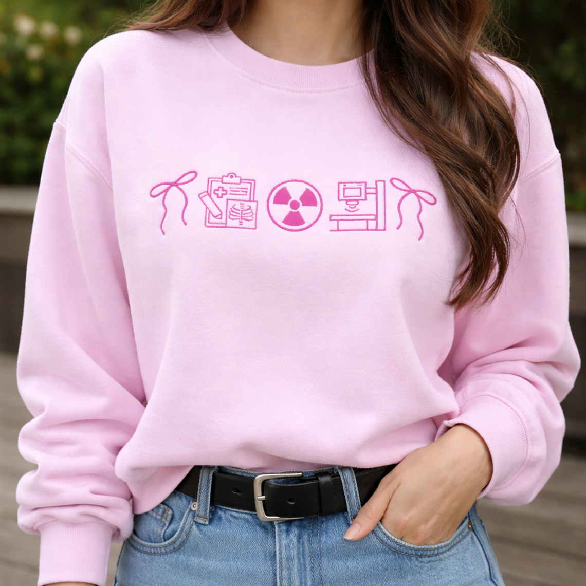 Embroidered Medical Lab Science Sweatshirt Minimalist Nurse Icon Hoodie