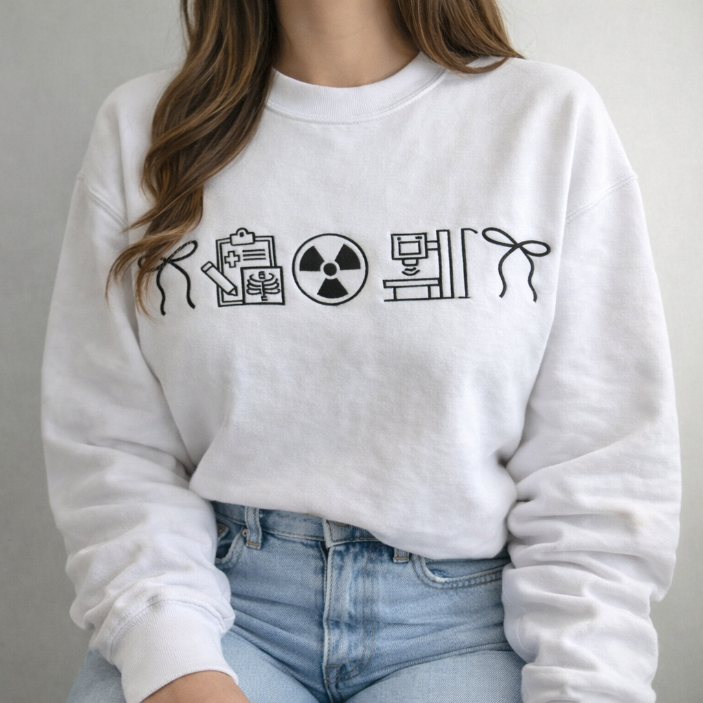 Embroidered Medical Lab Science Sweatshirt Minimalist Nurse Icon Hoodie
