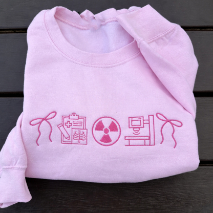 Embroidered Medical Lab Science Sweatshirt Minimalist Nurse Icon Hoodie