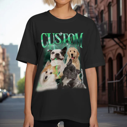 Personalized Photo Vintage T-shirt with Name for Pet Lover