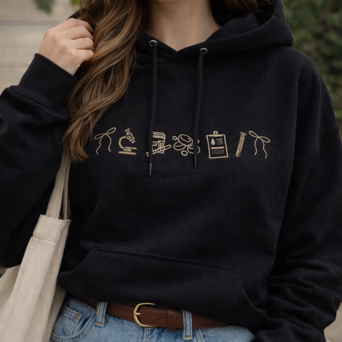 Embroidered Nurse Life Icon Sweatshirt Minimalist Hoodie