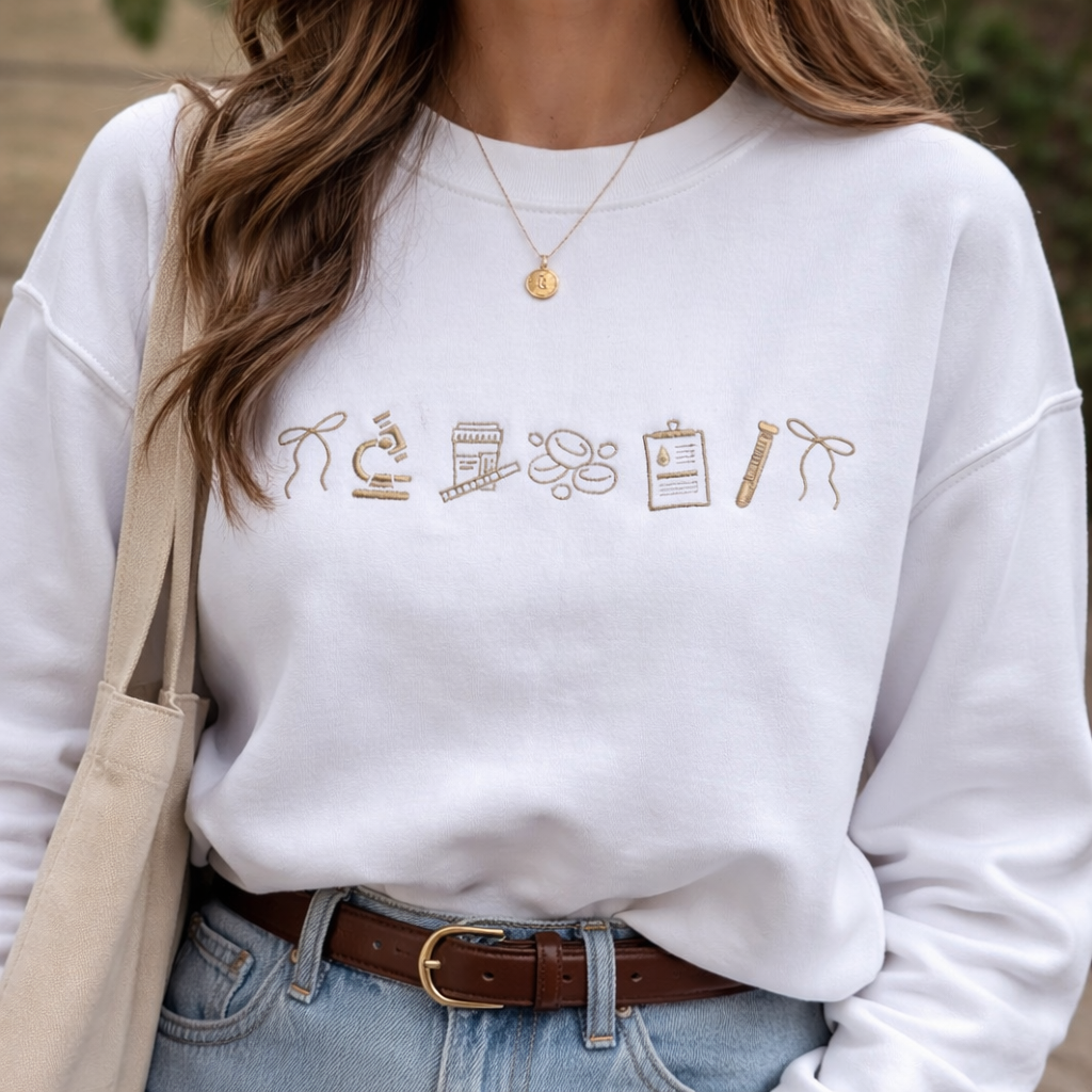 Embroidered Nurse Life Icon Sweatshirt Minimalist Hoodie