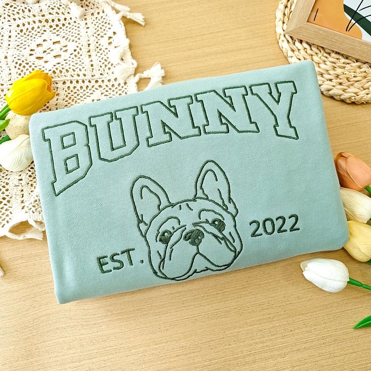 Custom Embroidered Pet Portrait Outline Sweatshirt for Pet Lover