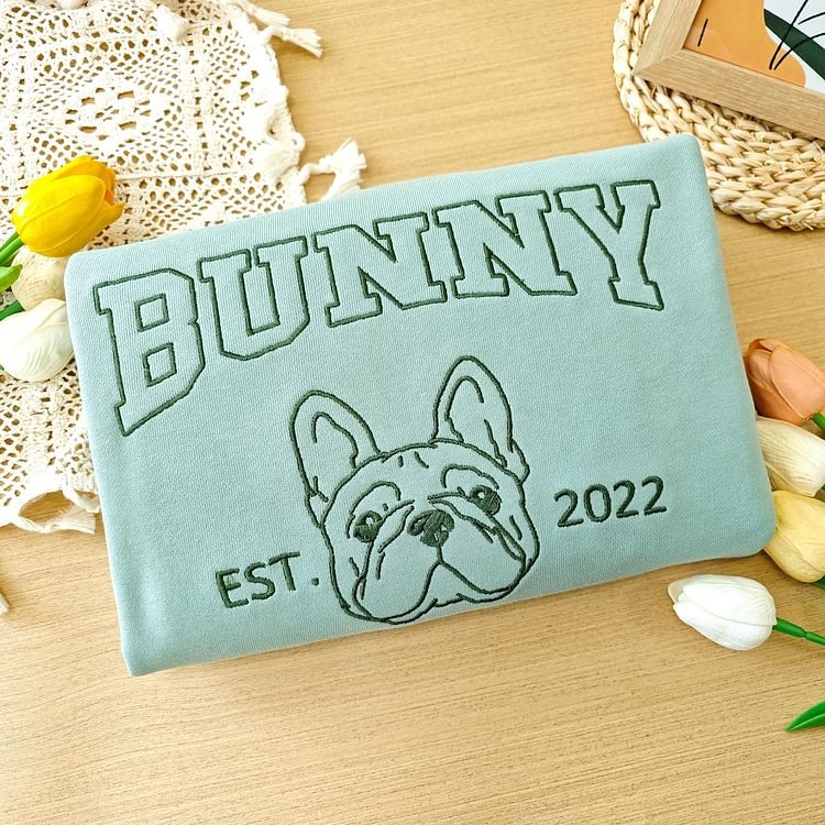 Custom Embroidered Pet Portrait Outline Sweatshirt for Pet Lover