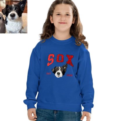 Custom Embroidered Dog Portrait Sweatshirt for Pet Lover