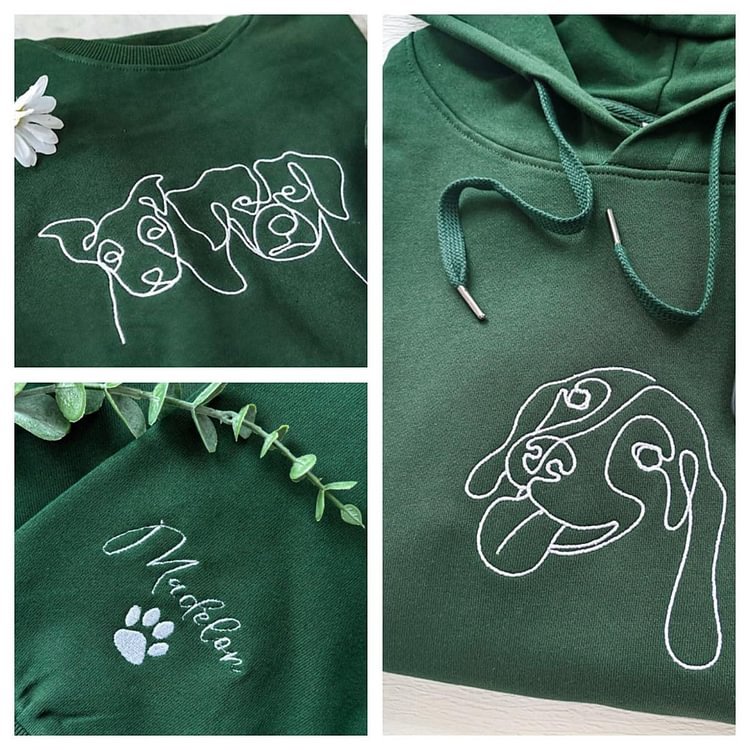Custom Embroidered Line Art Pet Sweatshirt