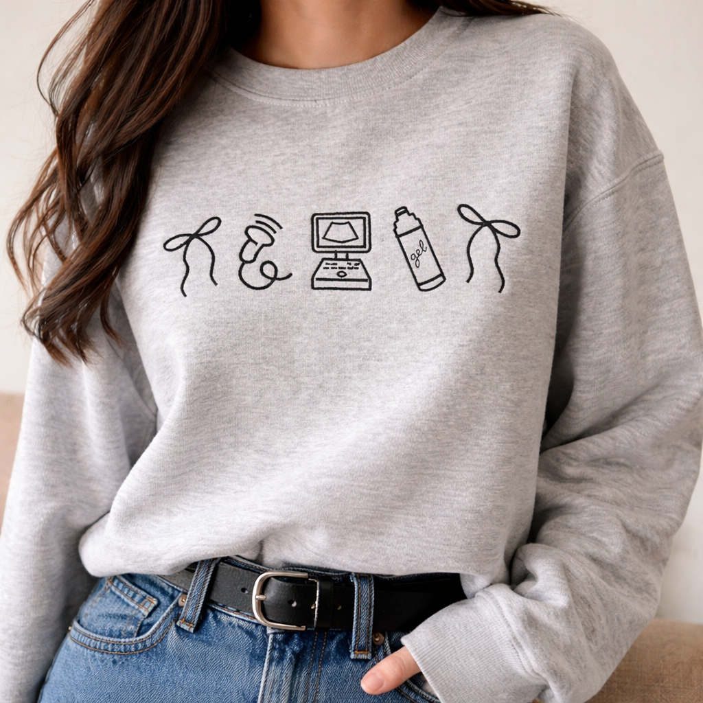 Embroidered Minimalist Nurse Life Icons T-Shirt Sweatshirt Hoodie