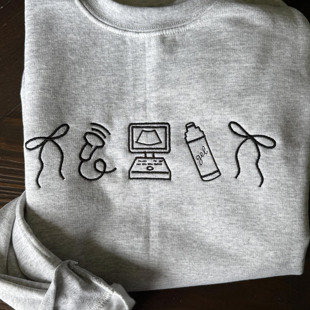 Embroidered Minimalist Nurse Life Icons T-Shirt Sweatshirt Hoodie