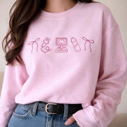 Embroidered Minimalist Nurse Life Icons T-Shirt Sweatshirt Hoodie