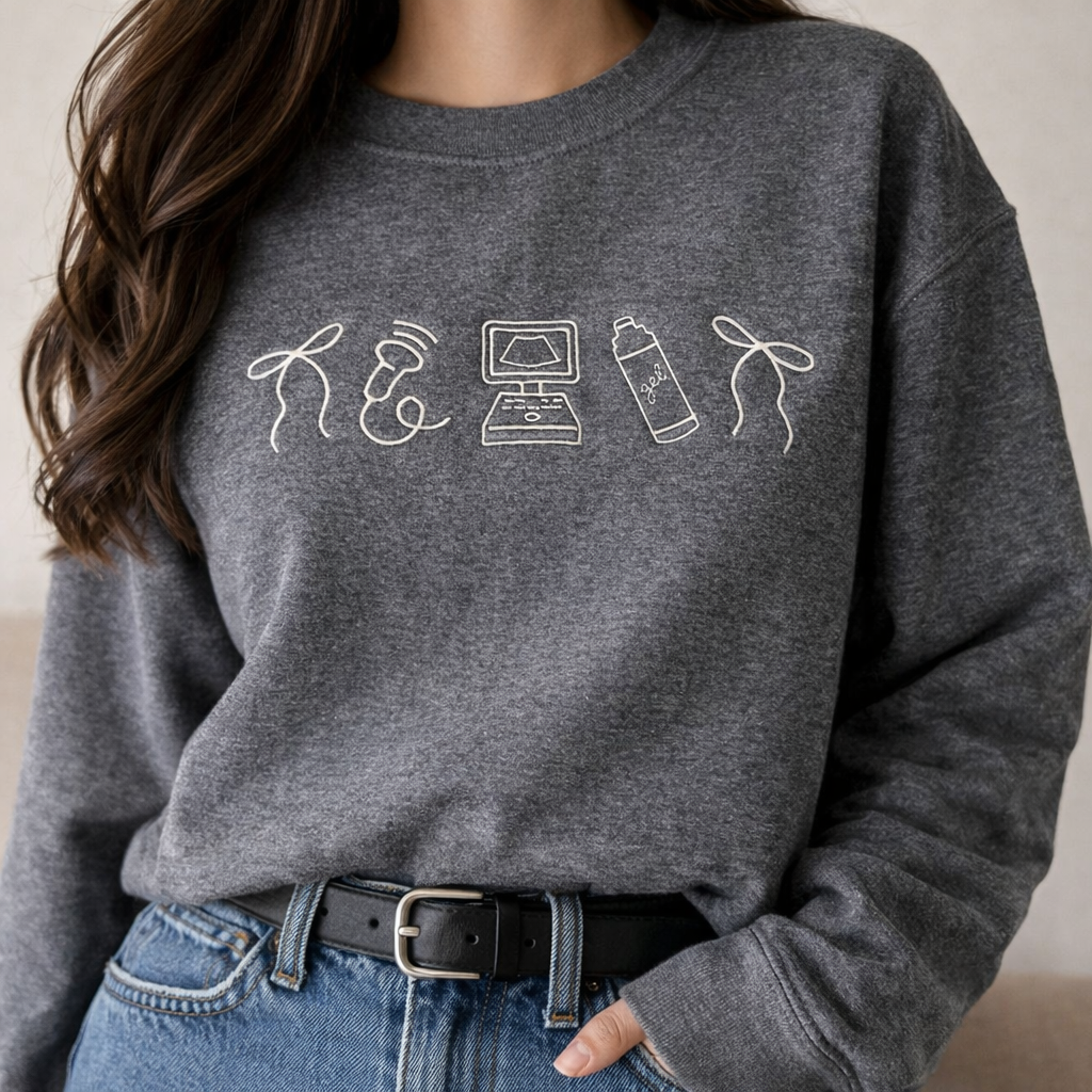 Embroidered Minimalist Nurse Life Icons T-Shirt Sweatshirt Hoodie
