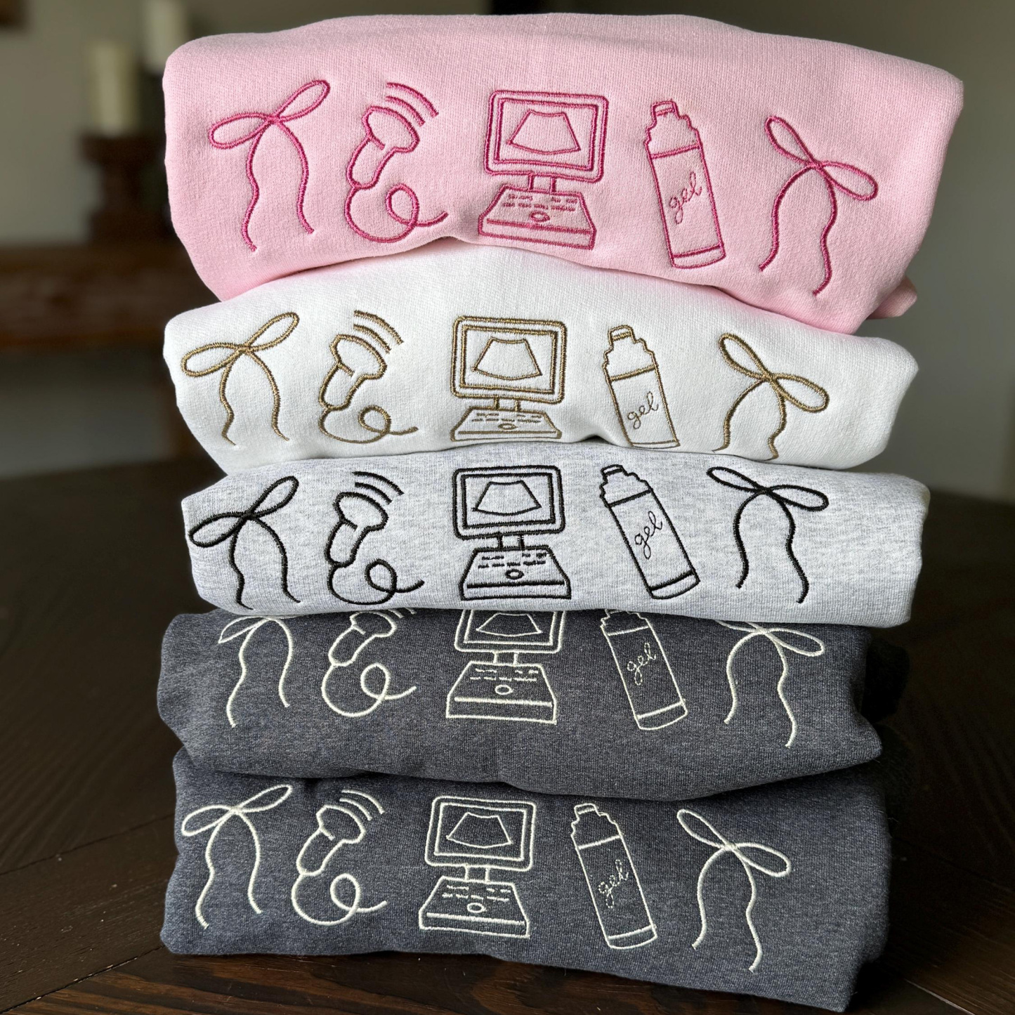 Embroidered Minimalist Nurse Life Icons T-Shirt Sweatshirt Hoodie