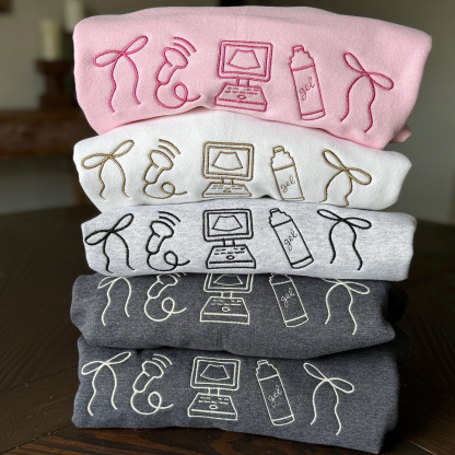 Embroidered Minimalist Nurse Life Icons T-Shirt Sweatshirt Hoodie