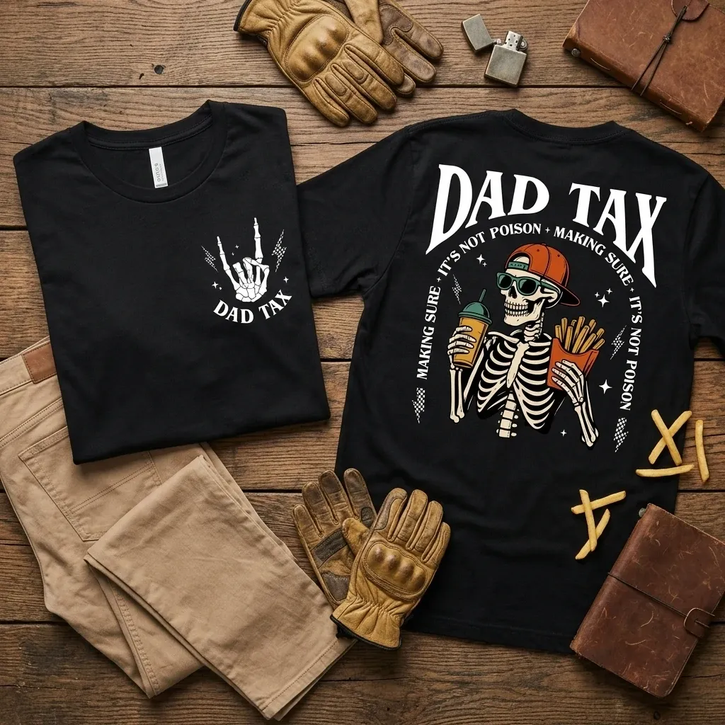Funny Dad Tax Shirt Retro Skeleton Dad Tee Fathers Day Gift