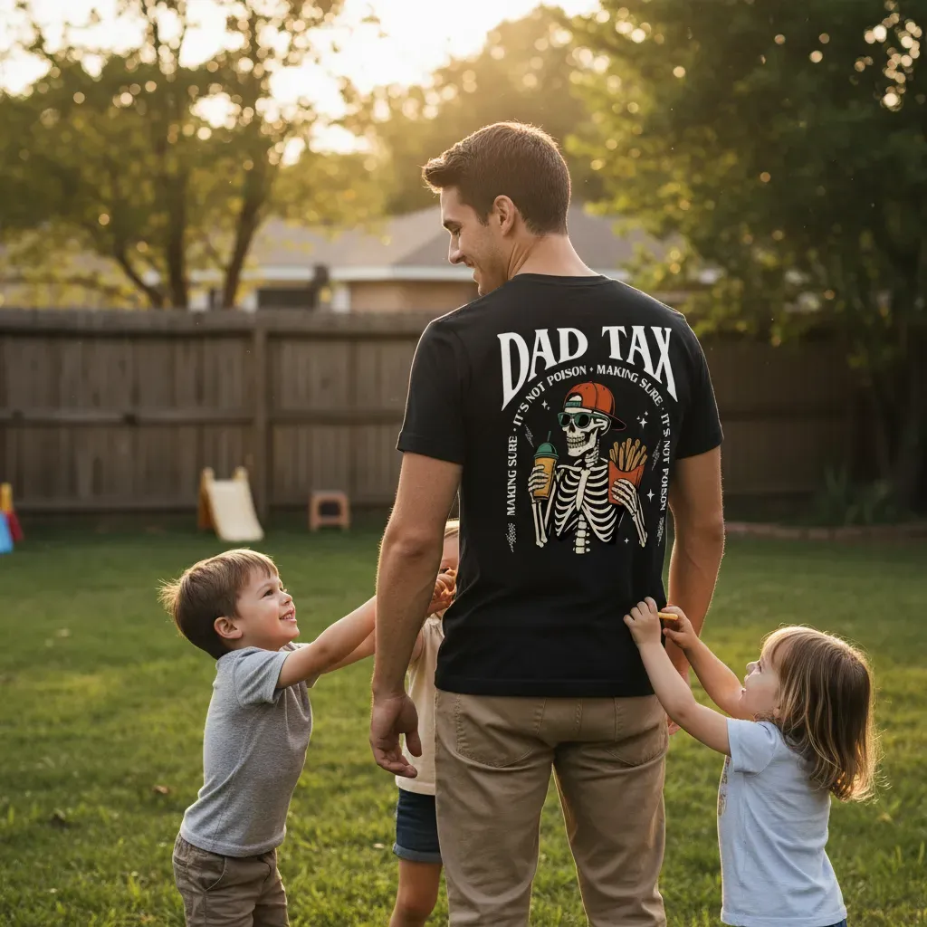 Funny Dad Tax Shirt Retro Skeleton Dad Tee Fathers Day Gift