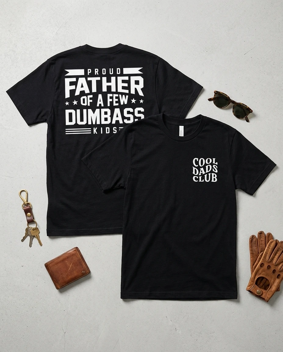 Dumbass Kids Club Vintage Black T-Shirt Dad Humor Tee Funny Father's Day Gift