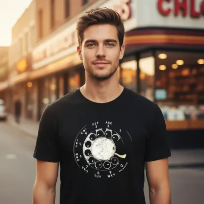 Vintage Rotary Phone Dial Pattern T-Shirt Retro Nostalgia Edition Tee