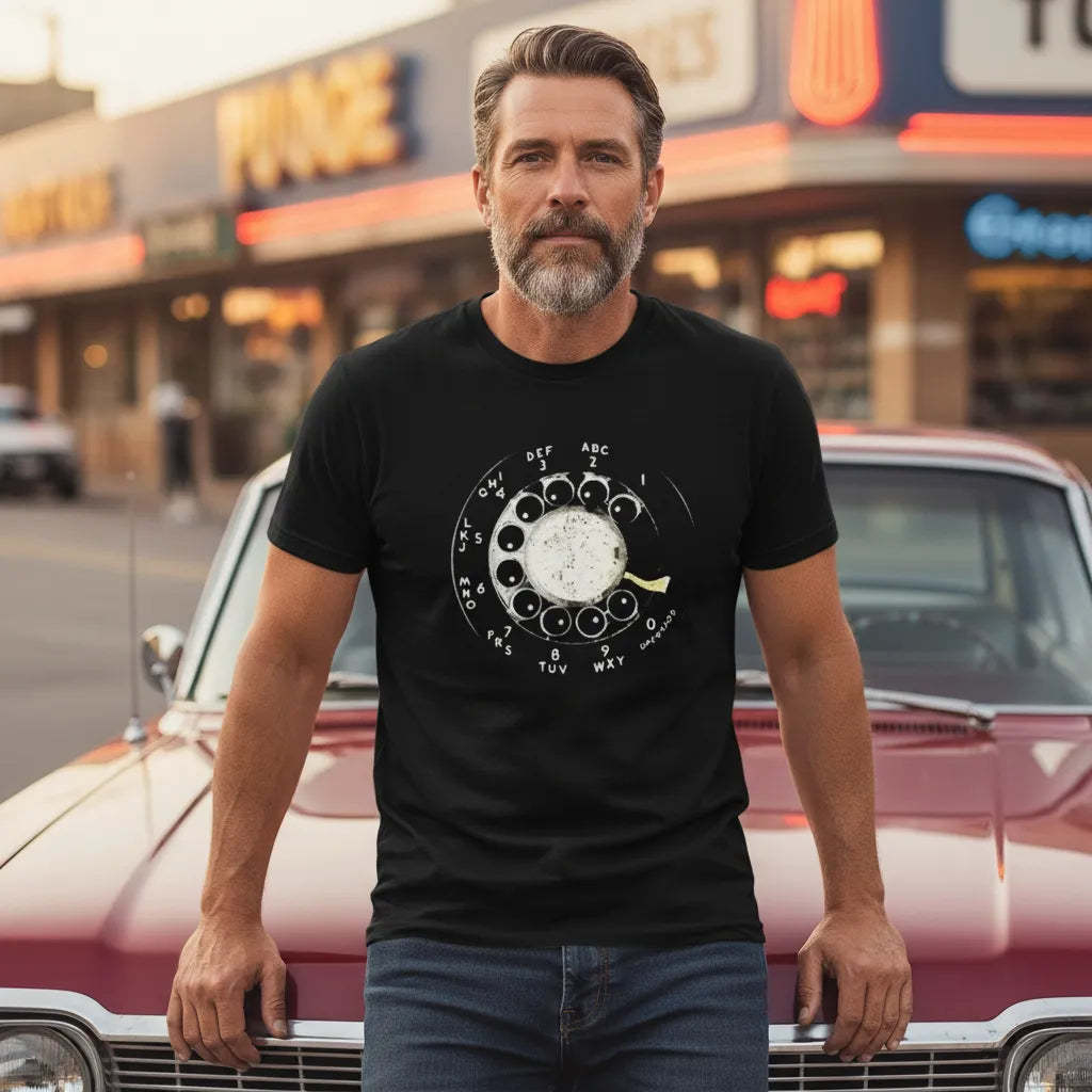 Vintage Rotary Phone Dial Pattern T-Shirt Retro Nostalgia Edition Tee