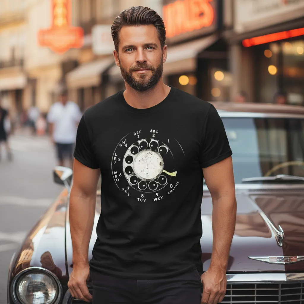 Vintage Rotary Phone Dial Pattern T-Shirt Retro Nostalgia Edition Tee
