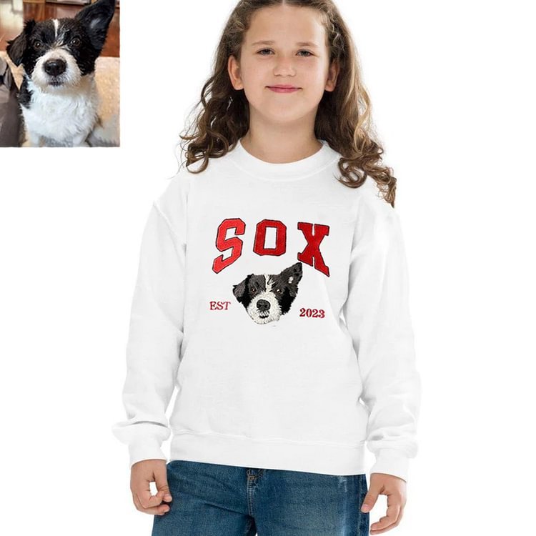 Custom Embroidered Dog Portrait Sweatshirt for Pet Lover