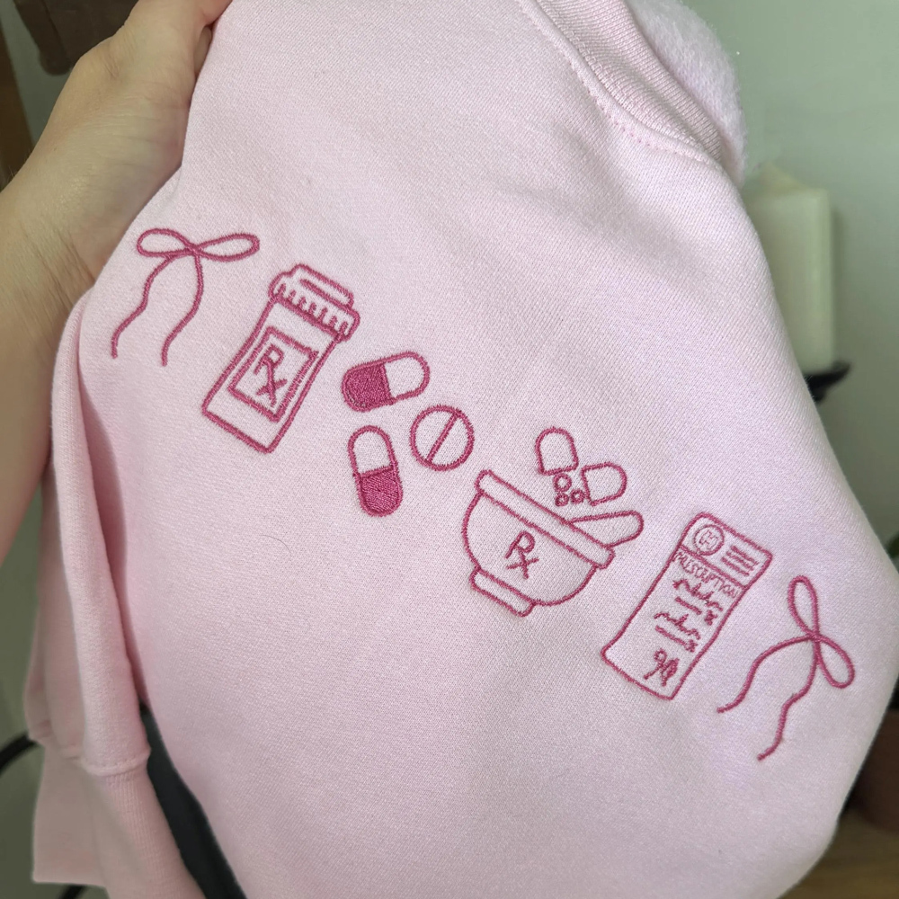 Embroidered Minimalist Nurse Life Icons Sweatshirt Hoodie