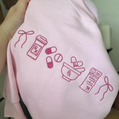 Embroidered Minimalist Nurse Life Icons Sweatshirt Hoodie