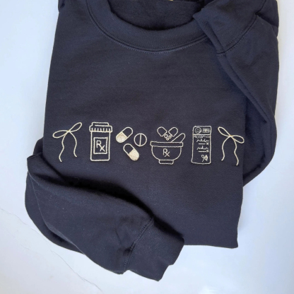 Embroidered Minimalist Nurse Life Icons Sweatshirt Hoodie