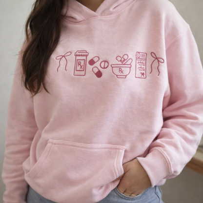 Embroidered Minimalist Nurse Life Icons Sweatshirt Hoodie