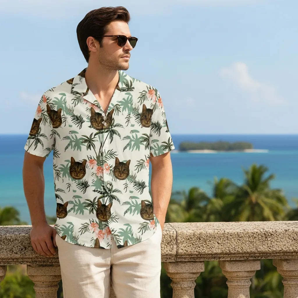 Personalized Face Hawaiian Shirt Gift for Him Pet Lover Beach Day Essential