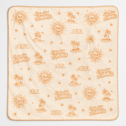 Spooky Island Halloween Blanket – Vintage Amusement Park Throw Blanket