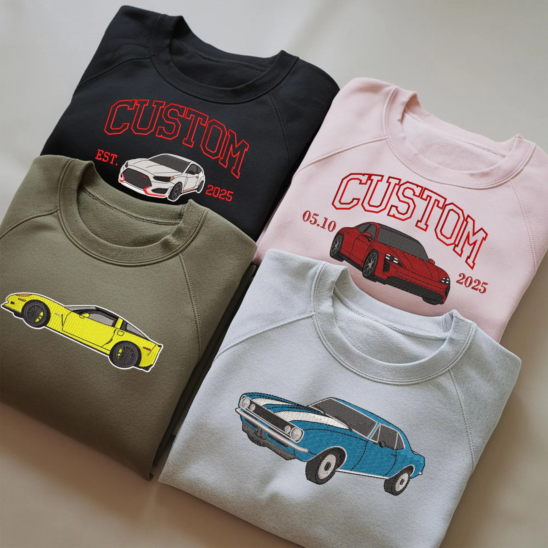 Custom Embroidered Hoodie with Car Photo for Car Lover