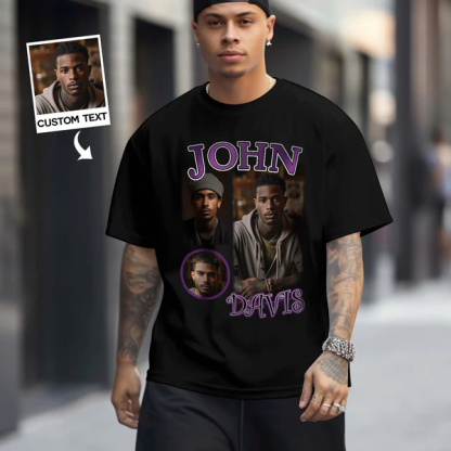 Personalized  Photo Vintage Rap T-shirt with Name
