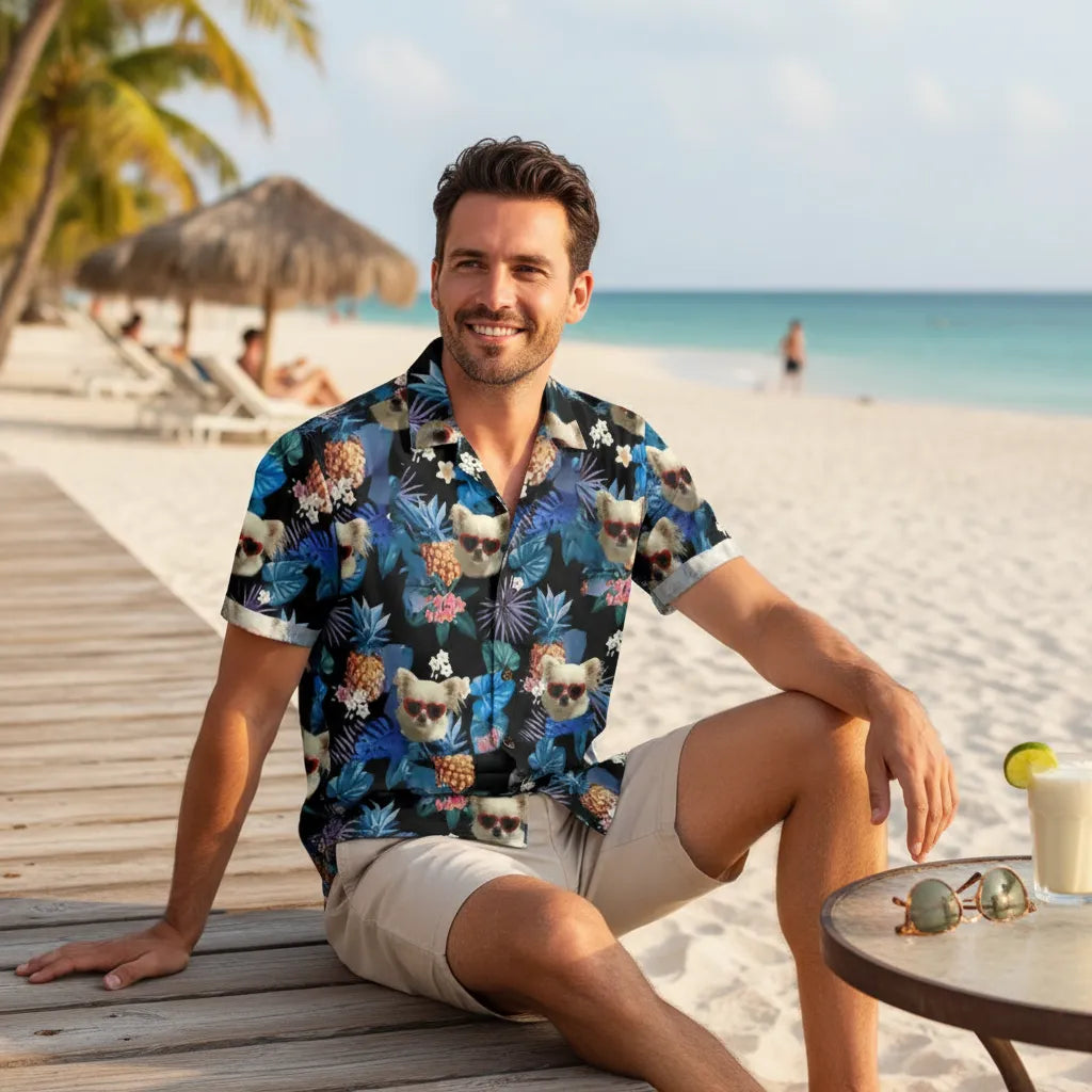 Personalized Face Hawaiian Shirt Beach Day Shirt Funny Gift for Him