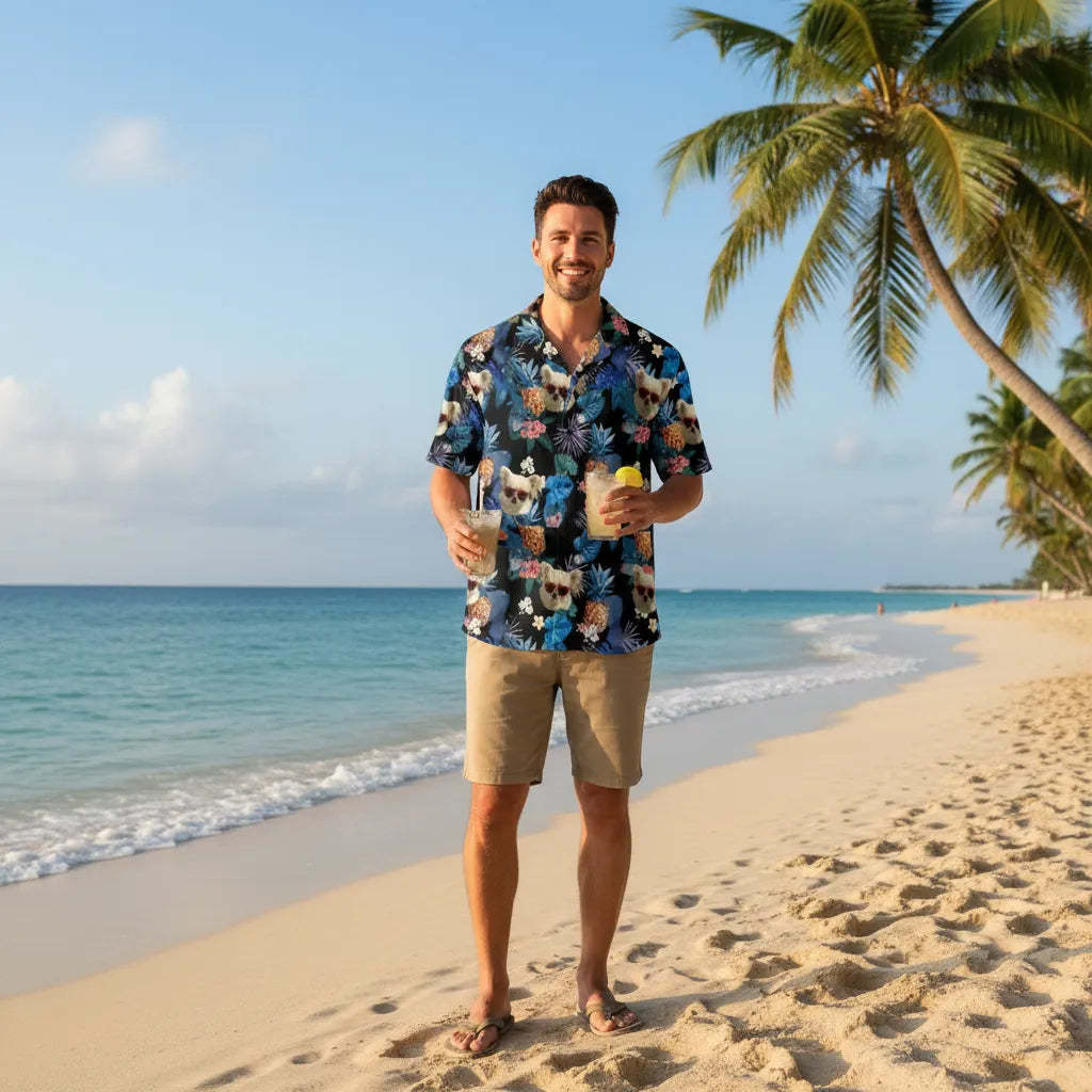 Personalized Face Hawaiian Shirt Beach Day Shirt Funny Gift for Him