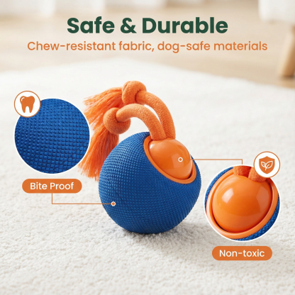 Smart Interactive Dog Toy Wicked Ball Rolly Automatic Moving Bouncing Rotating E-TPU Material Rope Barks Sound Active Rolling