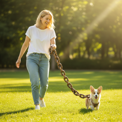 Thick Heavy Duty Eco-Friendly Cartoon Plastic Dog Leash with Large Iron Chain Funny Prank Walking Pet Supplies