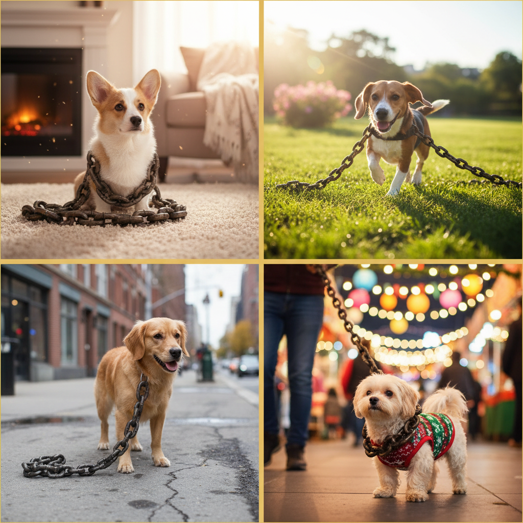 Thick Heavy Duty Eco-Friendly Cartoon Plastic Dog Leash with Large Iron Chain Funny Prank Walking Pet Supplies